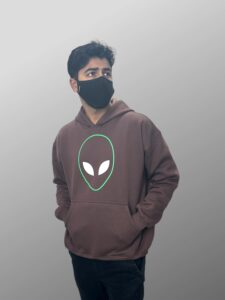 Alien Oversize Hoodies-Reflective & Puff Print